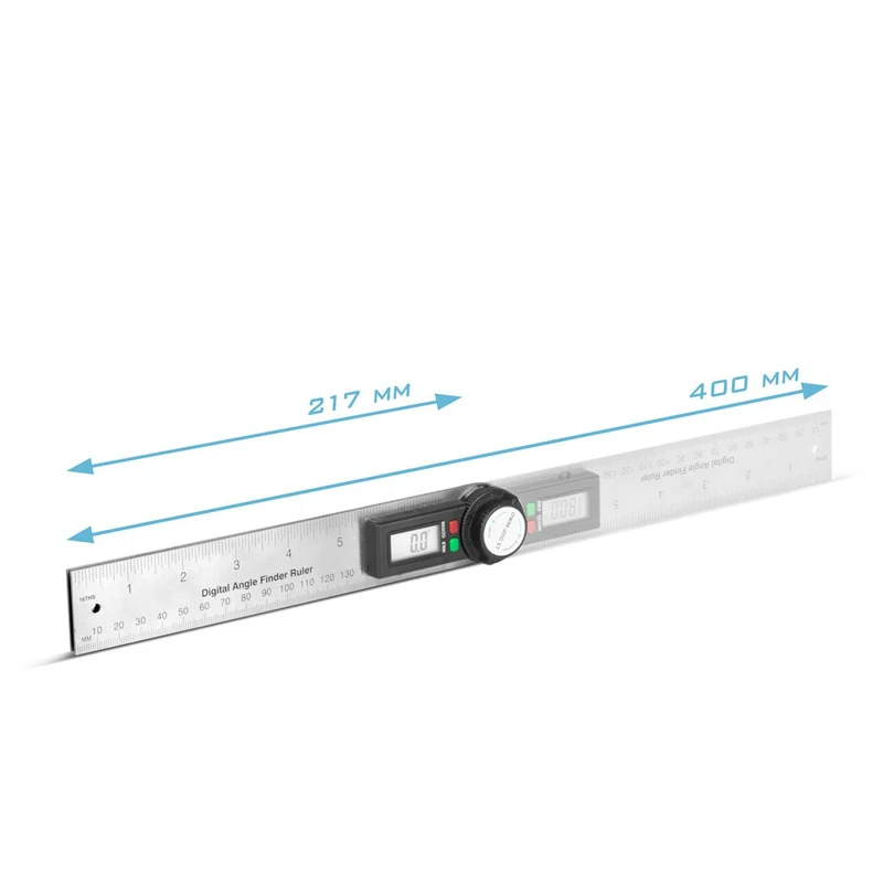 STAHLWERK Digitaler Winkelmesser DWM-200 ST mit 180 mm Messbereich 360° Präzisions-Winkelmessgerät | Gradmesser | Winkellineal aus Edelstahl