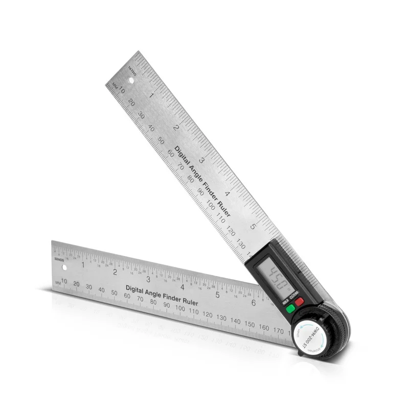 STAHLWERK Digitaler Winkelmesser DWM-200 ST mit 180 mm Messbereich 360° Präzisions-Winkelmessgerät | Gradmesser | Winkellineal aus Edelstahl