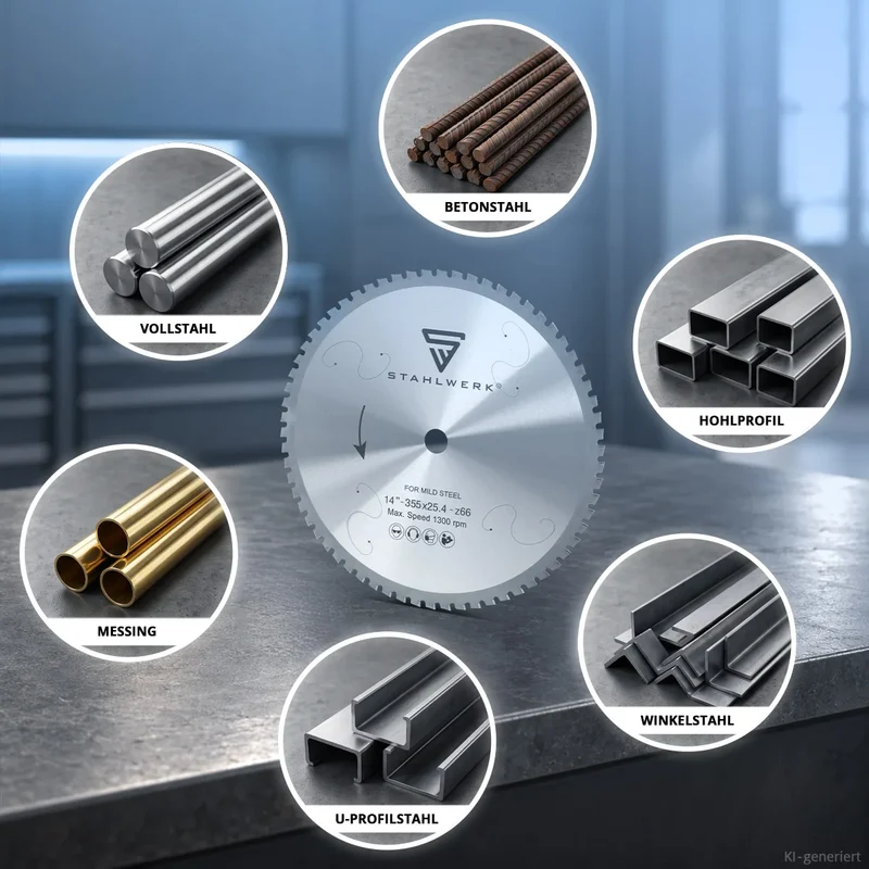STAHLWERK Kreissägeblatt 355 x 25,4 x 2,2 x 1,8 mm mit 66 Zähnen Metall-Sägeblatt | Trennscheibe | Universal-Sägeblatt für Metallkreissäge | Trennsäge | Kappsäge | Gehrungssäge
