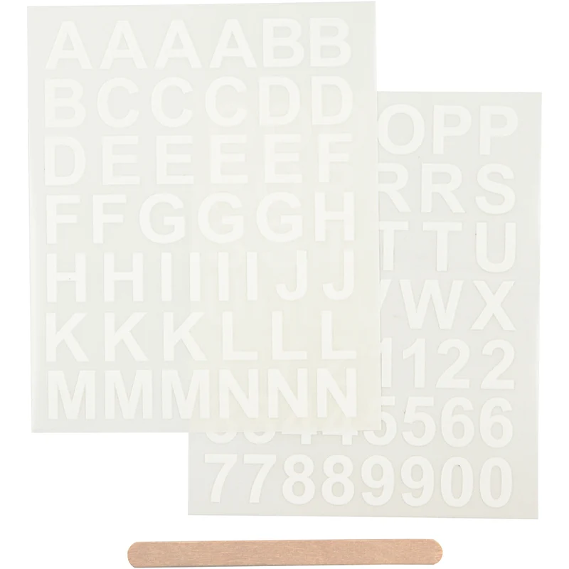 Rub-on Stickers, Buchstaben & Zahlen, H 17 mm, B 17 mm, Blatt 12,2x15,3 cm, Weiß, 1 Pck [HOB-283968]