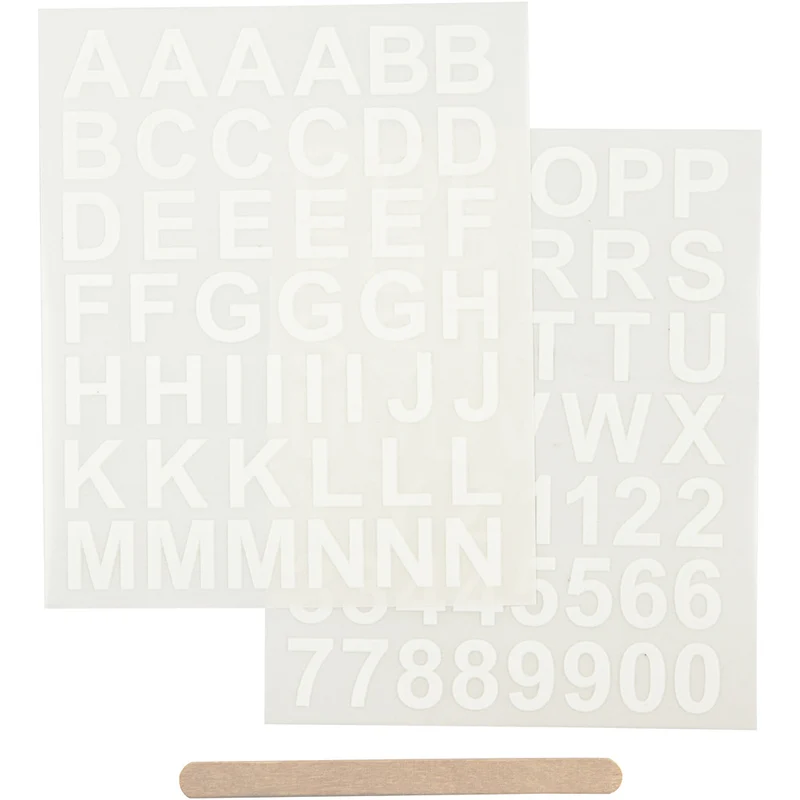 Rub-on Stickers, Buchstaben & Zahlen, H 17 mm, B 17 mm, Blatt 12,2x15,3 cm, Weiß, 1 Pck [HOB-283968]