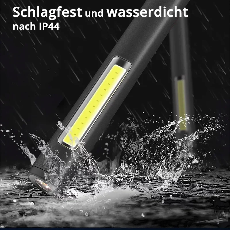 STAHLWERK LED-Arbeitsleuchte | Leistungsstarke Stablampe mit COB-Flashlight | Werkstattlampe mit Magnethalterung | USB-C Anschluss | 600 mAh Akku | Schnell aufladbar | Universell einsetzbare LED-Lampe