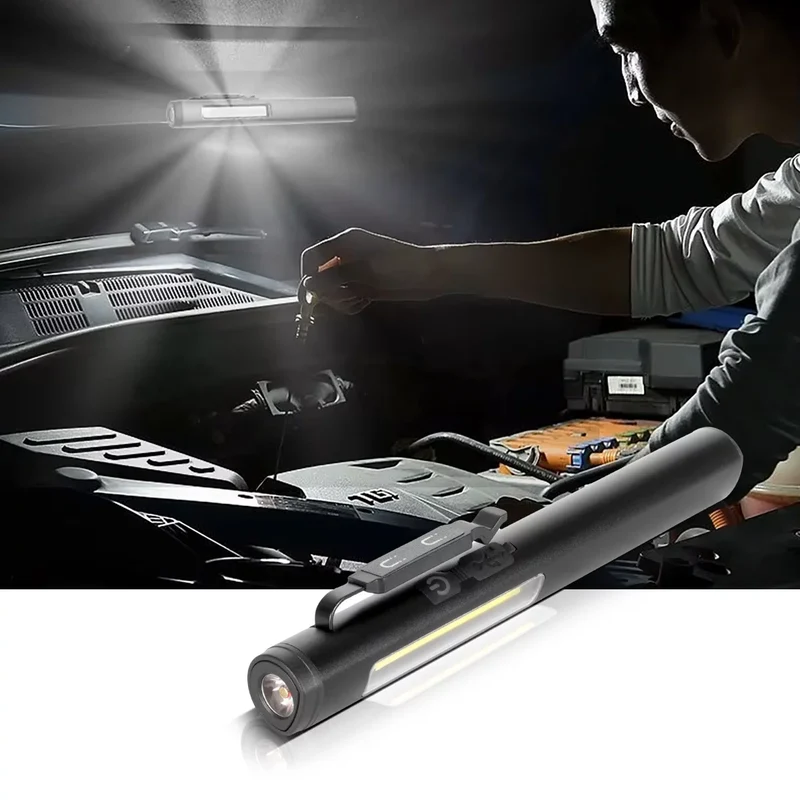 STAHLWERK LED-Arbeitsleuchte | Leistungsstarke Stablampe mit COB-Flashlight | Werkstattlampe mit Magnethalterung | USB-C Anschluss | 600 mAh Akku | Schnell aufladbar | Universell einsetzbare LED-Lampe