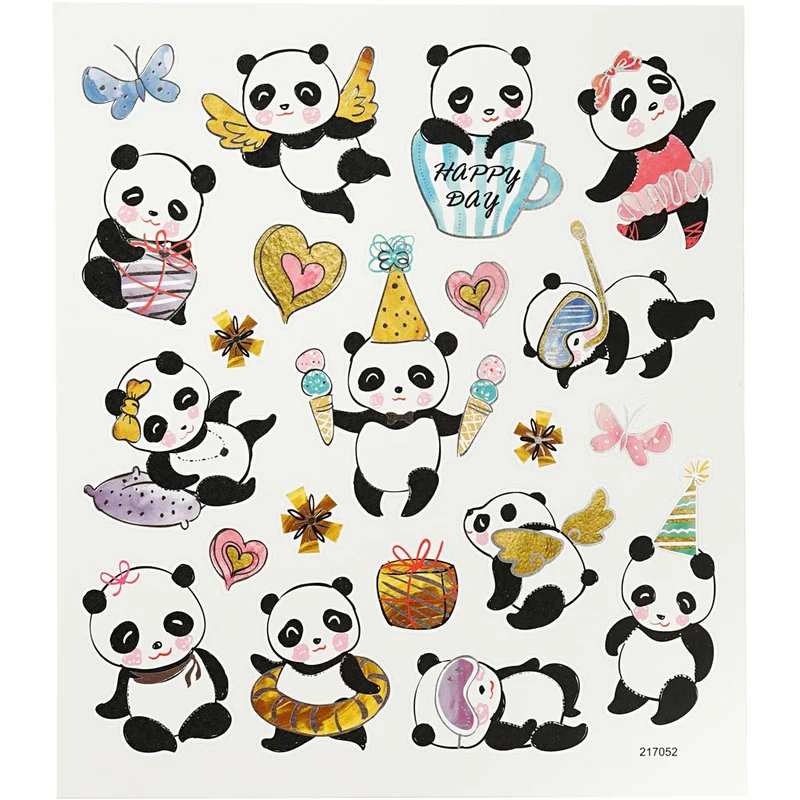 Sticker, Pandas, Blatt 15x16,5 cm, 1 Bl. [HOB-27196]