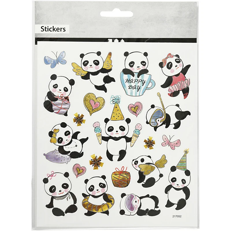 Sticker, Pandas, Blatt 15x16,5 cm, 1 Bl. [HOB-27196]