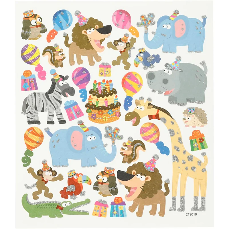 Sticker, Tier-Geburtstag, Blatt 15x16,5 cm, 1 Bl. [HOB-27185]