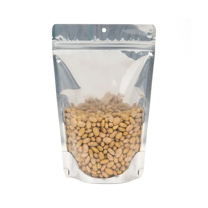 Standbodenbeutel Transparent/Weiß 14.9x8.9x23.2cm mit Aufhängeloch | 310 Gramm (100 Stück) [ZBGW7H]