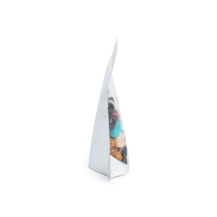 Standbodenbeutel Transparent/Weiß 12x7.5x18.5cm | 110 Gramm mit Aufhängeloch (100 Stück) [ZBGW46H]