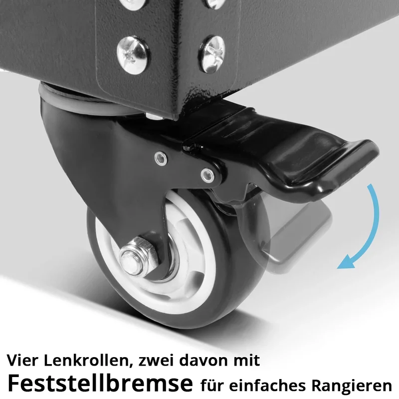 STAHLWERK Werkzeugwagen ST-1100 Werkstattwagen | Rollwagen aus Stahlblech | Transportwagen für Werkzeuge | Etagenwagen mit 4 Ladeflächen | Montagewagen | Plattformwagen