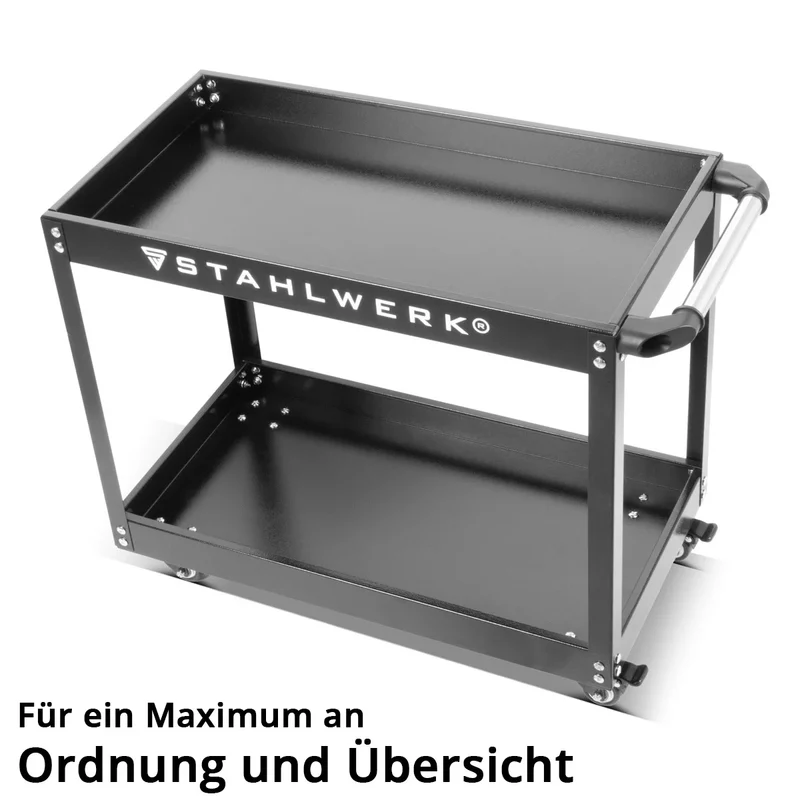 STAHLWERK Werkzeugwagen ST-575 Werkstattwagen | Rollwagen | Transportwagen | Montagewagen | Plattformwagen | Etagenwagen mit 2 Ladeflächen