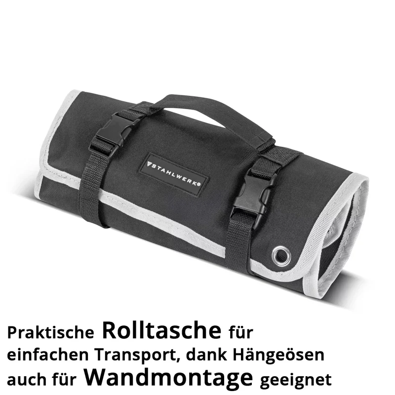 STAHLWERK Gripzangen Set 6-teilig Klemmbereich einstellbar | Langbeck-Gripzange 165/241mm | Gripzangen mit gebogenen Backen 127/178/254 mm | C-Klemme 152 mm | Ergonomische TPR Griffe | Rolltasche inklusive