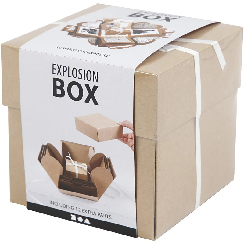 Explosions-Box, Größe 7x7x7,5+12x12x12 cm, Natur, 1 Stk [HOB-25380]