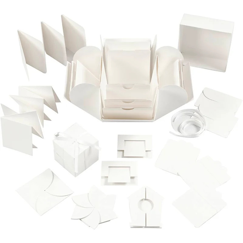 Explosions-Box, Größe 7x7x7,5+12x12x12 cm, Naturweiß, 1 Stk [HOB-25379]