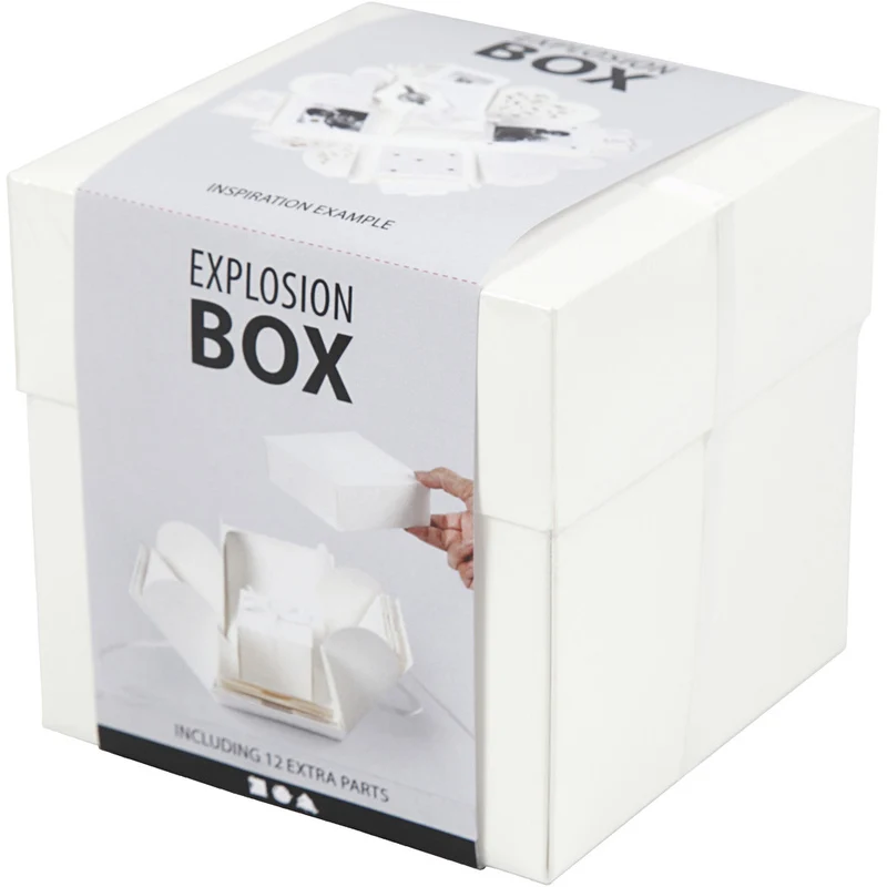 Explosions-Box, Größe 7x7x7,5+12x12x12 cm, Naturweiß, 1 Stk [HOB-25379]