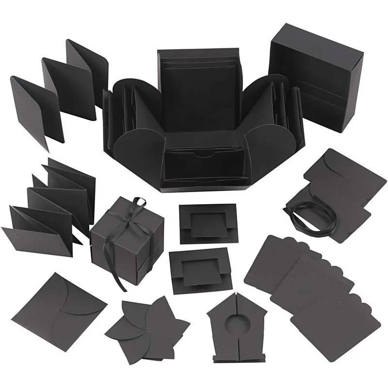 Explosions-Box, Größe 7x7x7,5+12x12x12 cm, Schwarz, 1 Stk [HOB-25378]