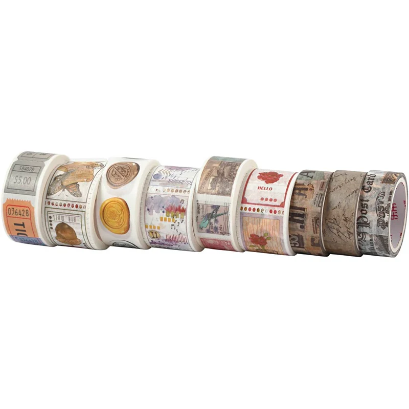 Washi Tape, L 3+5 M, B 15+25 mm, 9 Rolle/ 1 Pck [HOB-25246]