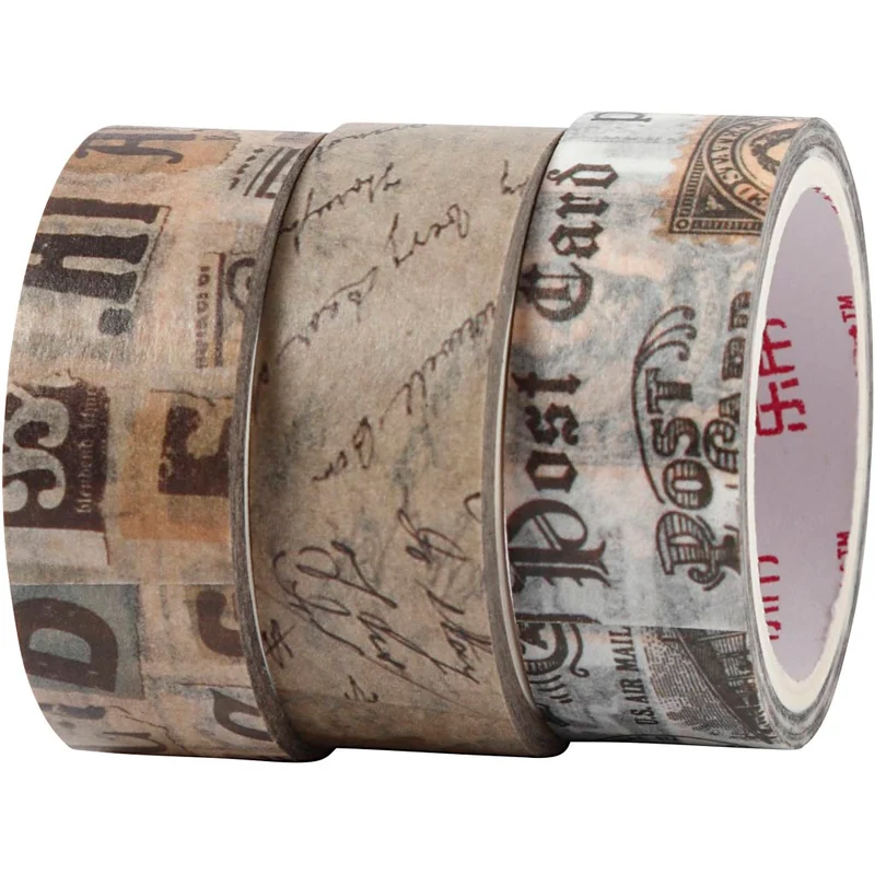 Washi Tape, Briefpost, L 5 M, B 15 mm, 3 Rolle/ 1 Pck [HOB-25245]