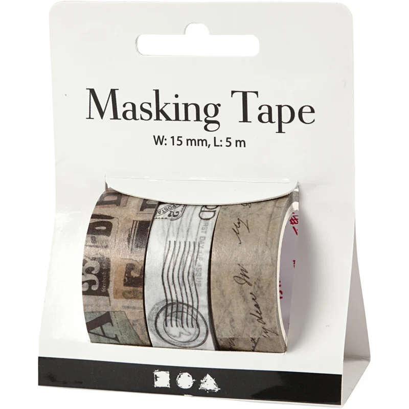 Washi Tape, Briefpost, L 5 M, B 15 mm, 3 Rolle/ 1 Pck [HOB-25245]