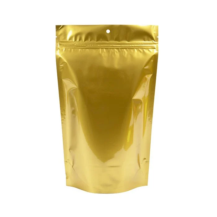Standbodenbeutel Gold 17x9x28.5cm mit Aufhängeloch | 340 Gramm (100 Stück) [ZBGM4GH]