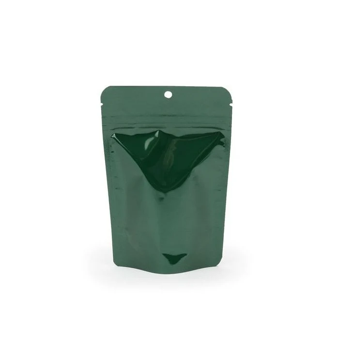 Standbodenbeutel Grün 10.2x6x15.2cm mit Aufhängeloch | 57 Gramm (100 Stück) [ZBGM2HGH]