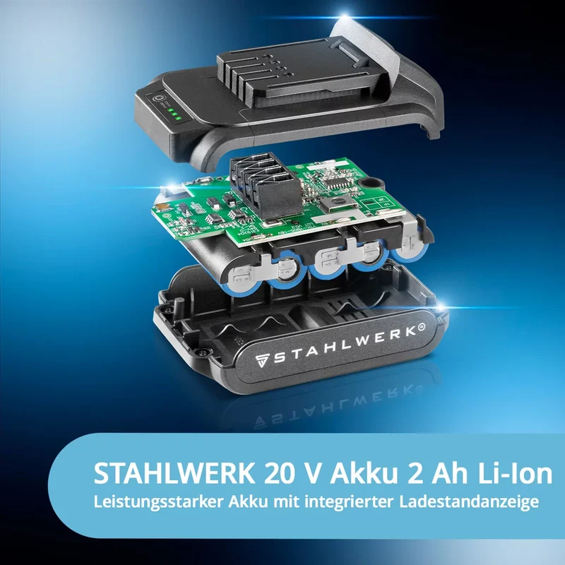 STAHLWERK Mini-Akku-Winkelschleifer MAW-20 ST mit 2000 mAh Akku | Handwinkelschleifer zum Schneiden von Metall, Fliesen und Holz | Elektrische Minisäge mit Brushless-Technologie