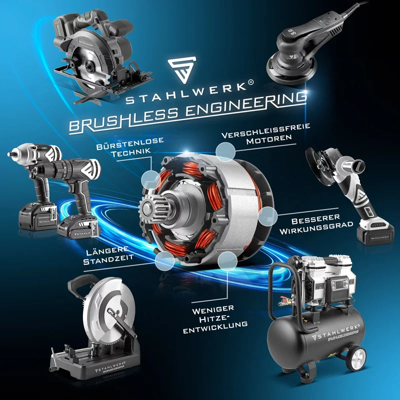 STAHLWERK Mini-Akku-Winkelschleifer MAW-20 ST mit 2000 mAh Akku | Handwinkelschleifer zum Schneiden von Metall, Fliesen und Holz | Elektrische Minisäge mit Brushless-Technologie