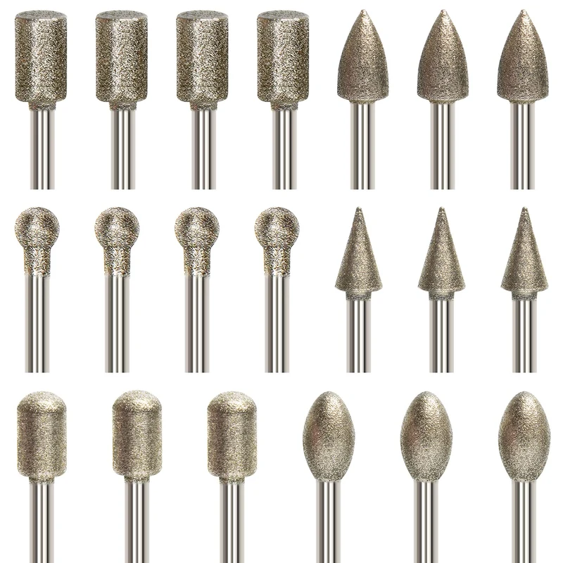 USB-Gravierstift Zubehör 20 Stück Diamant Fräser Set Universell