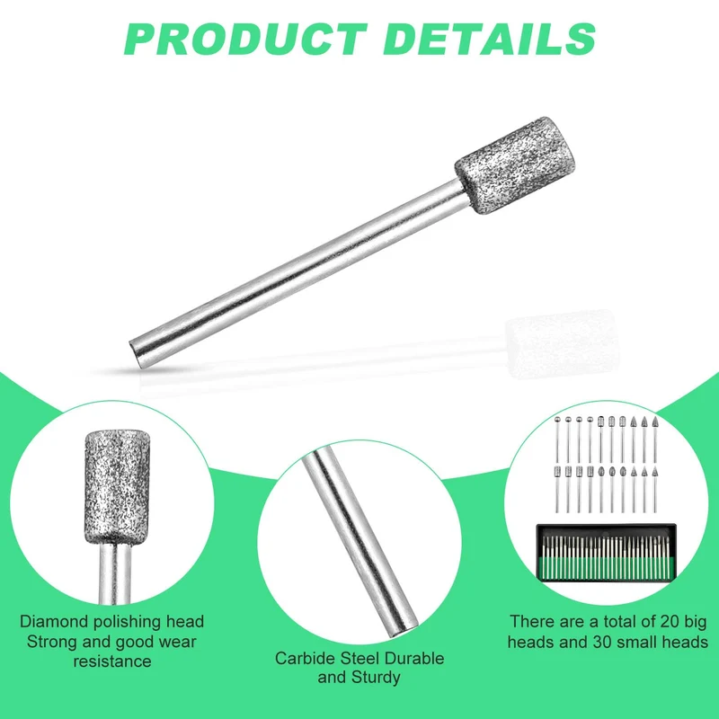 USB-Gravierstift 50 Stück Diamant Fräser Set, Diamant Fräser für Stein, Glas, Keramik, Schnitzen, Schleifen, Polieren, Gravieren, Bohren, Silber