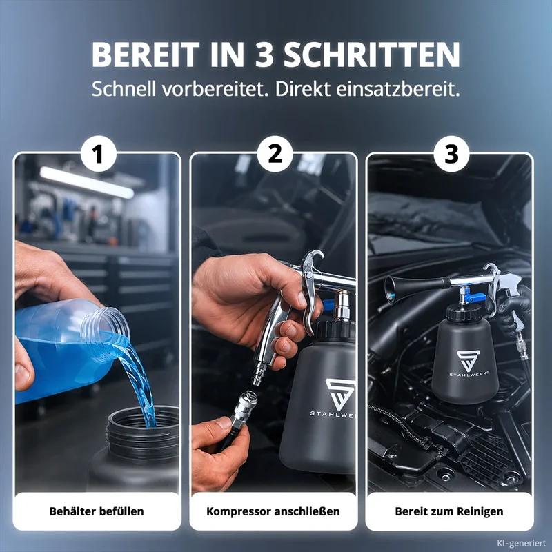 STAHLWERK Druckluft-Reinigungspistole RP-90 ST mit Zubehör-Set | Druckluft-Reiniger mit Wirbel-Effekt | Innenreiniger | Waschpistole | Kfz Ausblaspistole zum Reinigen verschmutzter Oberflächen