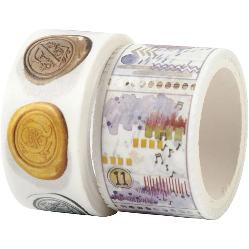 Washi Tape, Siegel- und Wettermotive, L 3+5 M, B 20+25 mm, 2 Rolle/ 1 Pck [HOB-25243]