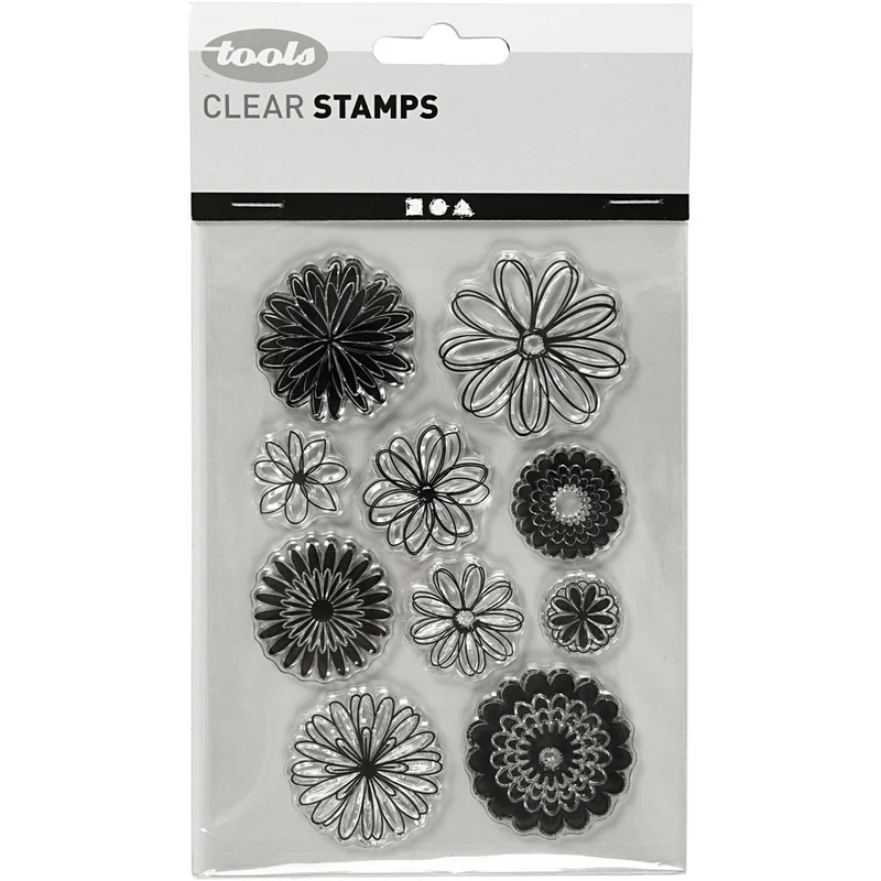 Silikonstempel, Blüten, Blatt 11x15,5 cm, 1 Bl. [HOB-240015]