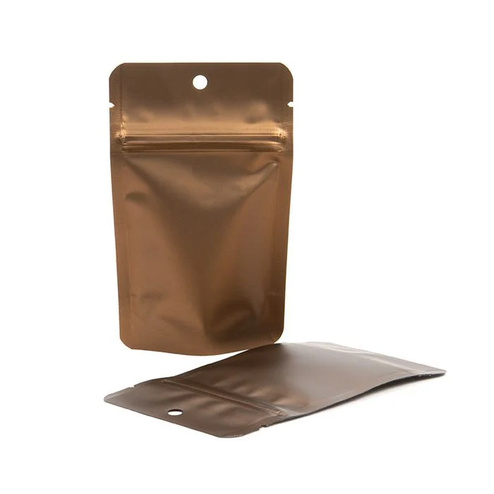 Standbodenbeutel Bronze 8x5x13cm mit Aufhängeloch | 28 Gramm (100 Stück) [ZBGM1BZH]