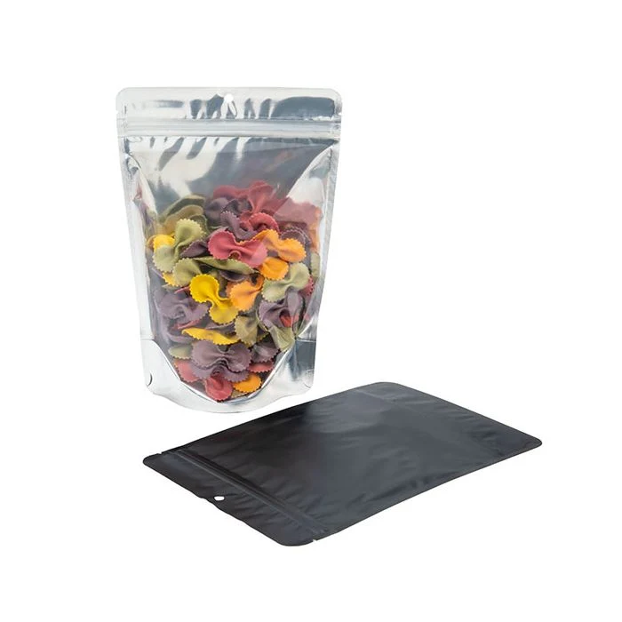 Standbodenbeutel Transparent/Schwarz 14.9x8.9x23.2cm | 310 Gramm mit Aufhängeloch (100 Stück) [ZBGB7H]