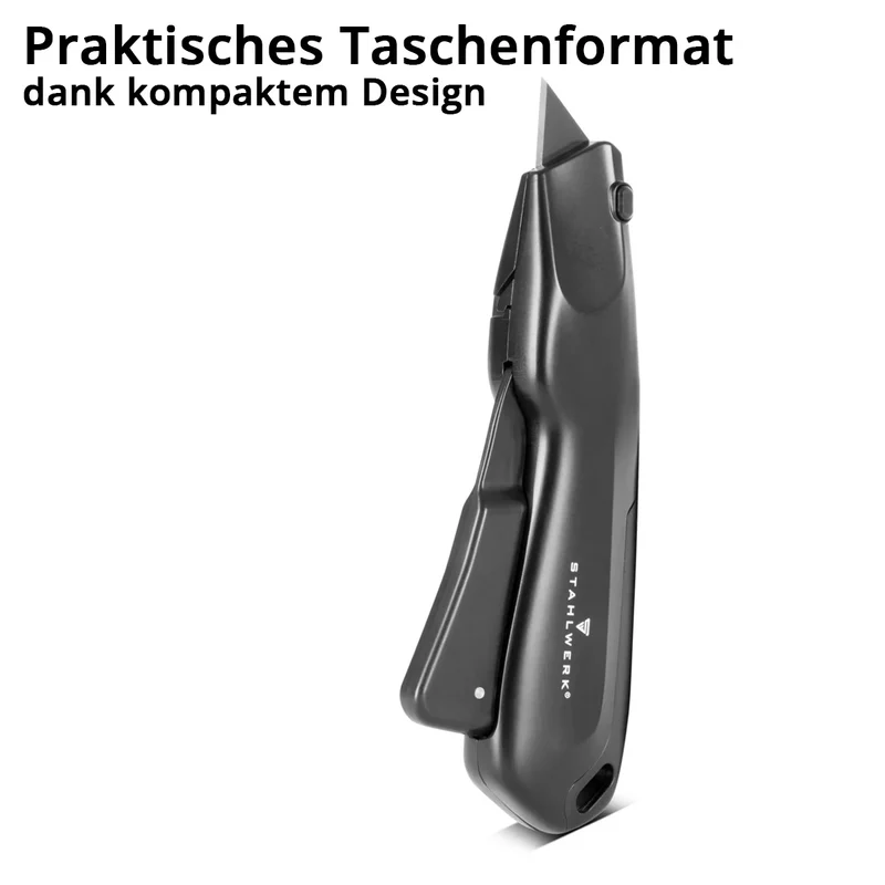 STAHLWERK Cuttermesser UCM-19 ST 3er Set mit Schnellwechsel-Klinge, automatischem Klingenrückzug und Sicherheitsverriegelung Cutter | Teppichmesser | Sicherheitsmesser | Paketmesser | Kartonmesser