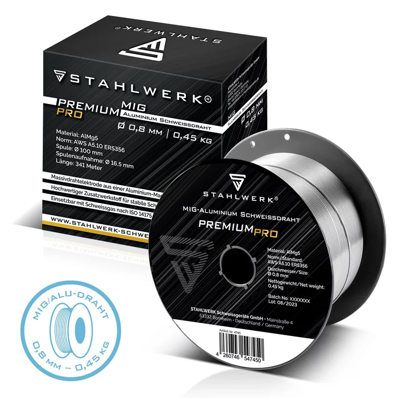 STAHLWERK 3 x MIG MAG Aluminium Schweißdraht ER5356 (AlMg5) 0,8 mm 0,45 kg Drahtrolle | Drahtspule | Zusatzwerkstoff | Universal Schweißdraht | Massivdrahtelektrode
