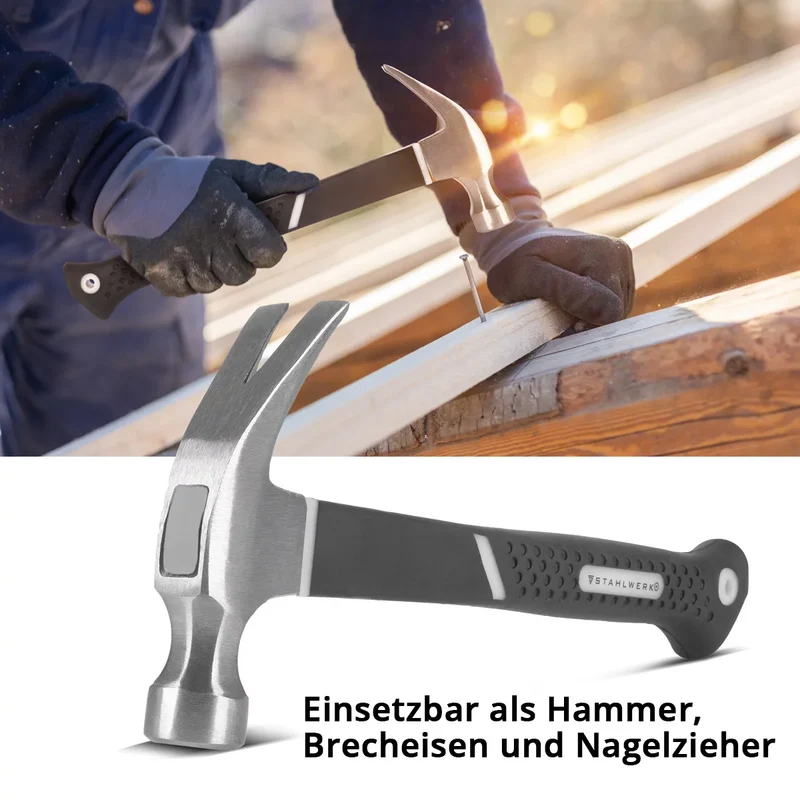 STAHLWERK Hammer 5er Set mit Fäustel, Klauenhammer, Maurerhammer, Latthammer und Gummihammer