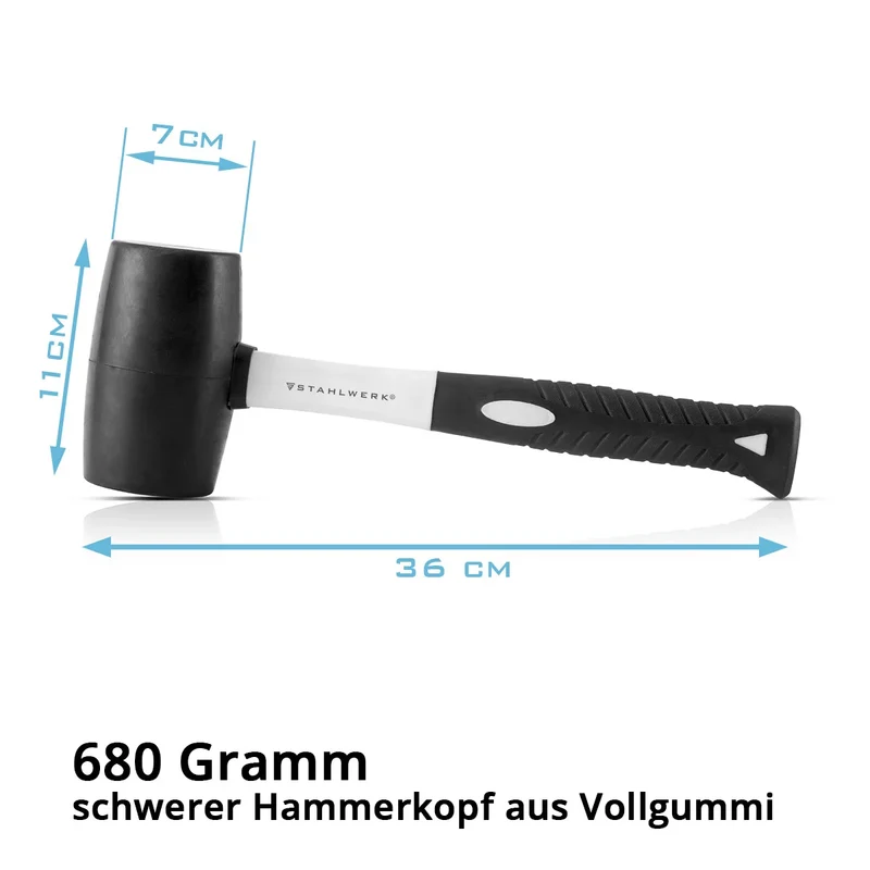 STAHLWERK Hammer 5er Set mit Fäustel, Klauenhammer, Maurerhammer, Latthammer und Gummihammer