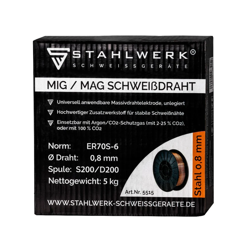 STAHLWERK 2 x MIG MAG Schweißdraht ER70S-6 SG2 Ø 0,8 mm S200/D200 Drahtrolle 5 kg