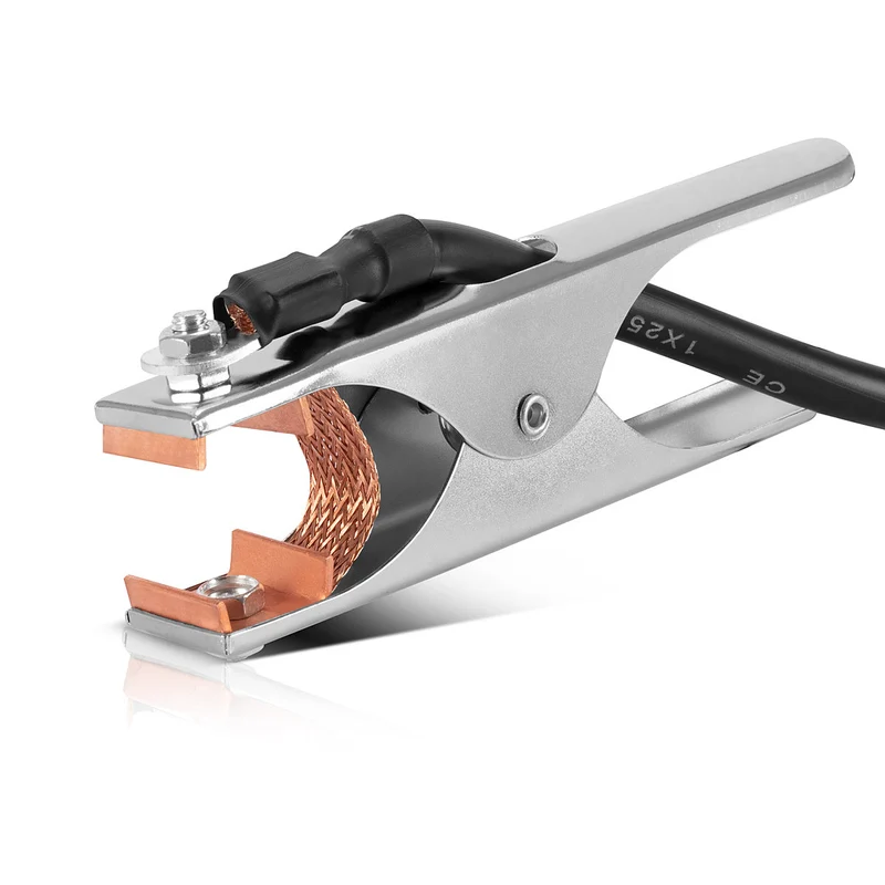 STAHLWERK Massezange bis 300 A Masseklemme | Erdungsklemme inklusive 5 m Schweißkabel | Massekabel aus reinem Kupfer mit 25 mm² und 9 mm Stecker