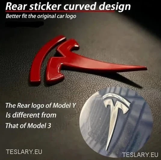 Tesla Model 3 / Y Hecklogo Schwarz, Carbon, Chrom, Rot