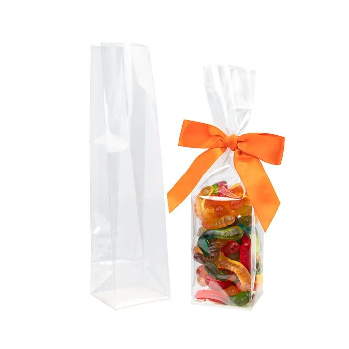 Flachbodenbeutel Transparent mit Bodenblatt 5x5x21cm (50 Stück) [PFGPB11]
