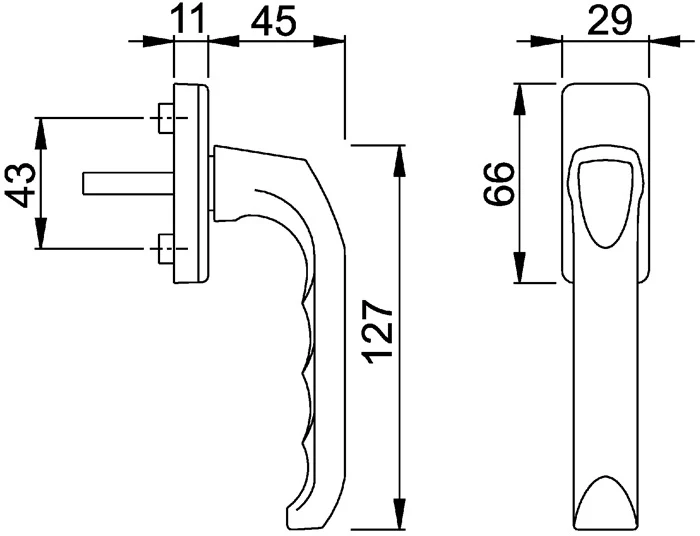 HOPPE Fenstergriff London 013/U34 Aluminium F2 / neusilberfarbig ( 3360003014 )