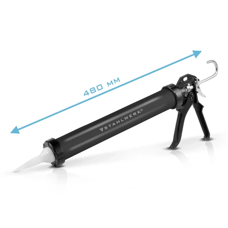 STAHLWERK Silikonpistole SPB-600 ST mit 600 ml aus Aluminium Silikonpresse | Acrylpistole | Kartuschenpresse | Beutelpresse | Silikonspritze | Kartuschenpistole für Kartuschen und Schlauchbeutel