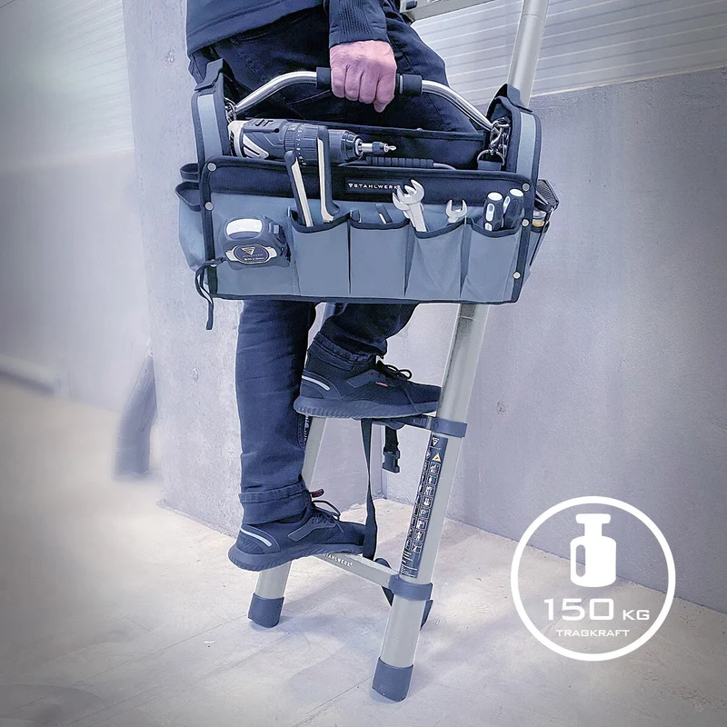STAHLWERK Teleskopleiter TL-260 ST mit 150 kg Tragkraft und 2,60 m Maximallänge, ausziehbare Aluminiumleiter | Anlegeleiter | Sprossenleiter mit rutschfesten Sprossen inklusive 7 Jahre Hersteller-Garantie