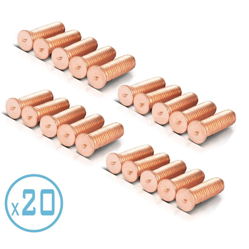 STAHLWERK Schweißbolzen M5x18 Gewinde 20er Set, Smart Repair Zubehör für Ausbeulspotter | Dellenlifter | Punktschweißgerät | Ausbeulwerkzeug zur professionellen Reparatur von Kfz Karosserien