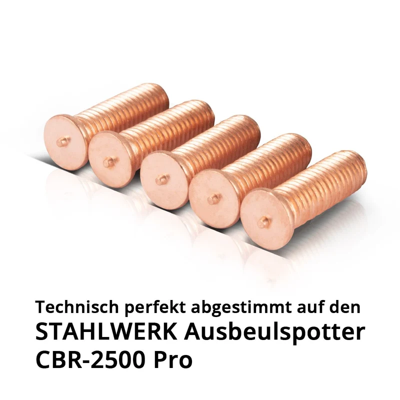 STAHLWERK Schweißbolzen M5x18 Gewinde 20er Set, Smart Repair Zubehör für Ausbeulspotter | Dellenlifter | Punktschweißgerät | Ausbeulwerkzeug zur professionellen Reparatur von Kfz Karosserien