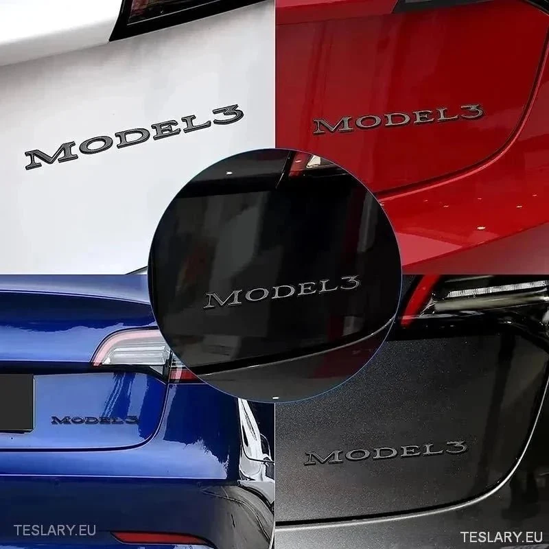 TESLA " MODEL 3" HINTERES LOGO-EMBLEM IN CHROM & SCHWARZ