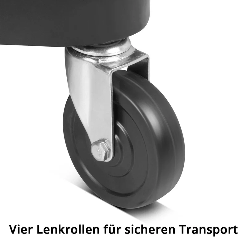STAHLWERK Werkzeugwagen TC-92 ST mit 100 kg Tragkraft Werkstattwagen | Rollwagen | Transportwagen | Montagewagen | Plattformwagen | Etagenwagen mit 3 Ladeflächen und 2 Griffleisten