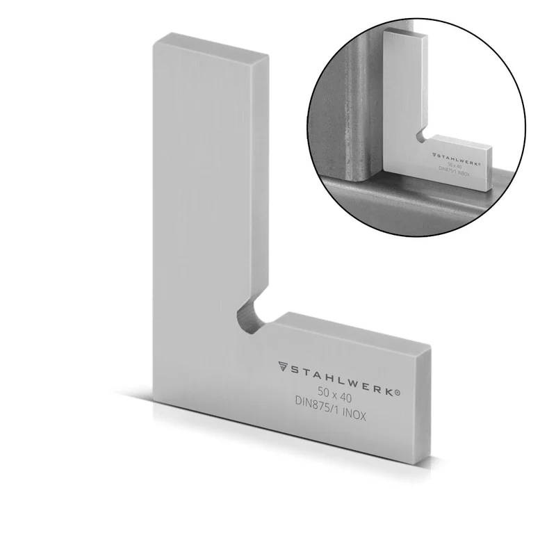 STAHLWERK Flachwinkel 90° Set 6-teilig DIN 875/1 Kontrollwinkel / Schlosserwinkel / Anschlagwinkel / Präzisionswinkel aus rostfreiem Edelstahl