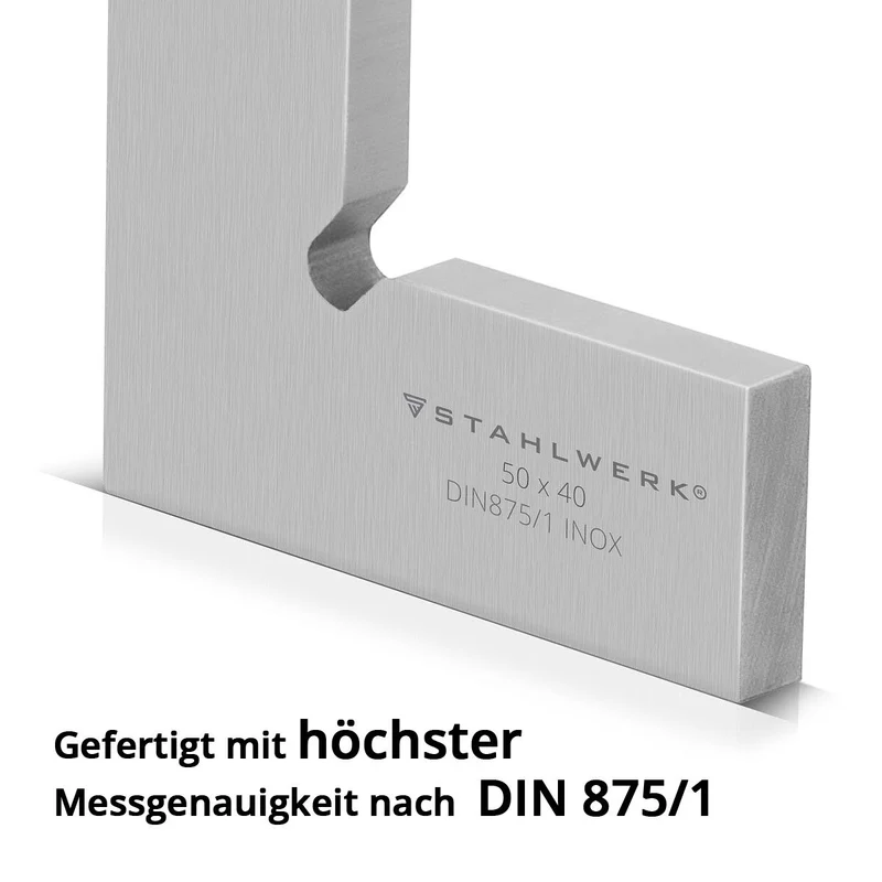 STAHLWERK Flachwinkel 90° Set 6-teilig DIN 875/1 Kontrollwinkel / Schlosserwinkel / Anschlagwinkel / Präzisionswinkel aus rostfreiem Edelstahl